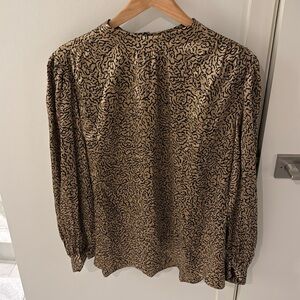 Frame New With Tag high neck animal print 100% silk blouse